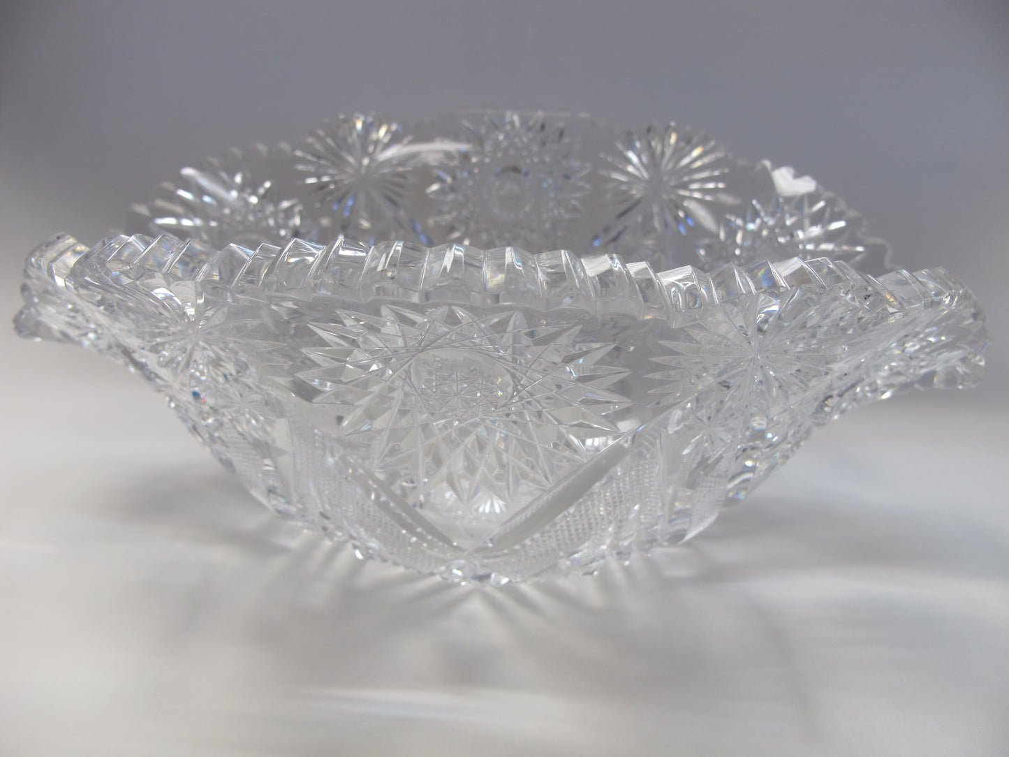 Straus ABP cut glass bowl Napoleon Hat shape American brilliant blown blank - O'Rourke crystal awards & gifts abp cut glass