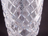 Hand cut 24% lead crystal celtic / shamrock vase St Patricks day gift glass - O'Rourke crystal awards & gifts abp cut glass