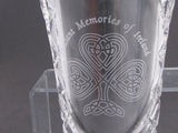 Hand cut 24% lead crystal celtic / shamrock vase St Patricks day gift glass - O'Rourke crystal awards & gifts abp cut glass