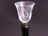 Wine glass sample glass  stopper Thumbs up or down - O'Rourke crystal awards & gifts abp cut glass