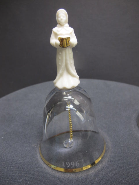 Lenox Crystal bell praying angel 1996 Made in USA gold band - O'Rourke crystal awards & gifts abp cut glass