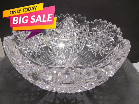 American Brilliant Period Cut Glass Blown blank ABP Antique bowl