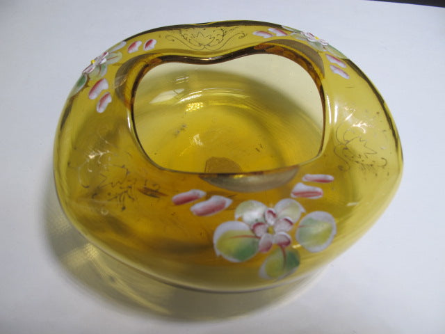 Crimped amber bowl with flowers Japan