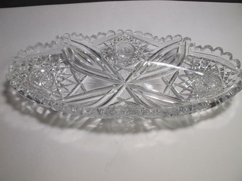 American Brilliant Period Cut Glass celery tray Antique