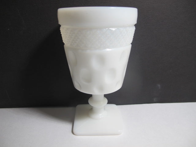 Early American Plymouth ThumbPrint Milk Glass goblet