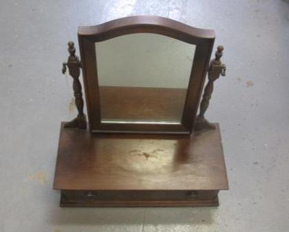 Vintage Wood Shaving Stand with Mirror