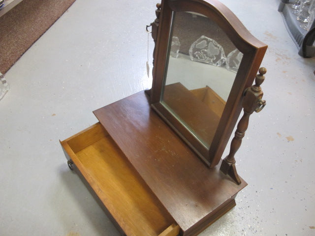 Vintage Wood Shaving Stand with Mirror