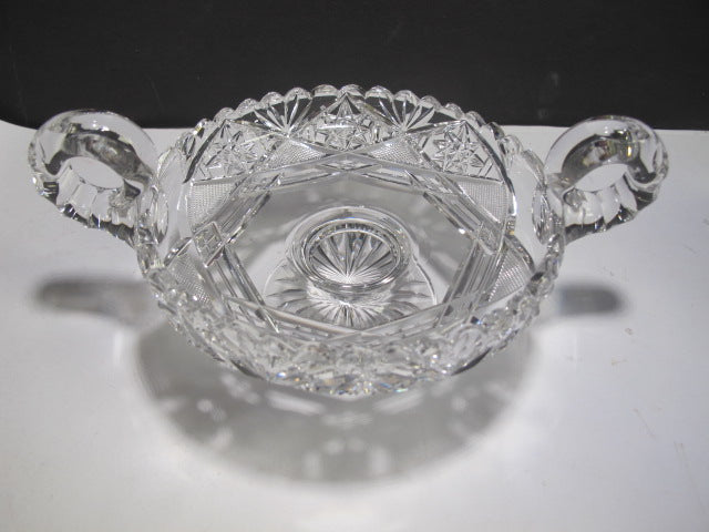 American Brilliant Period Cut Glass handled compote, Antique