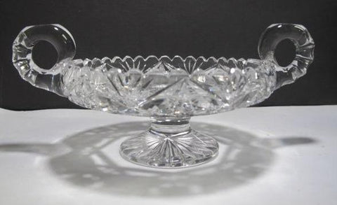 American Brilliant Period Cut Glass handled compote, Antique