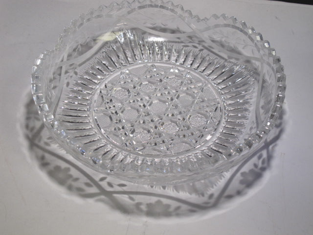 American Brilliant Period Cut Glass Signed P&B low bowl  Antique