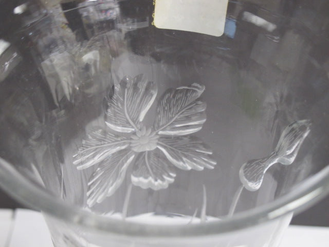 Cut glass Engraved vase antique C16