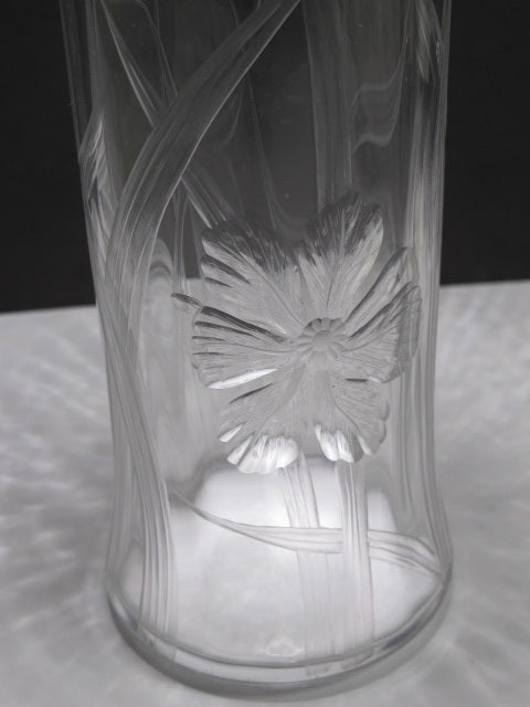 Cut glass Engraved vase antique C16
