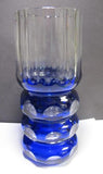 Hand Cut pannel Glass blue vase cut to clear