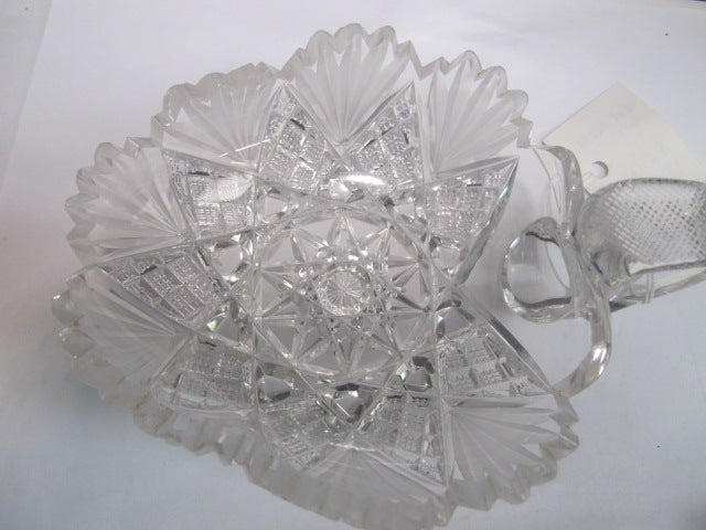 Cut Glass nappie Antique frosted fans 022