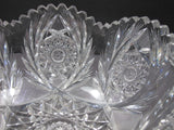 American Brilliant Period hand Cut Glass Antique 8"bowl ABP wreath