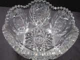 American Brilliant Period hand Cut Glass Antique 8"bowl ABP wreath