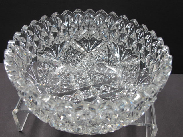American Brilliant Period hand Cut Glass Antique 8"bowl ABP
