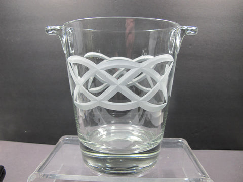 Hand cut glass ice bucket Celtic Shamrock pattern