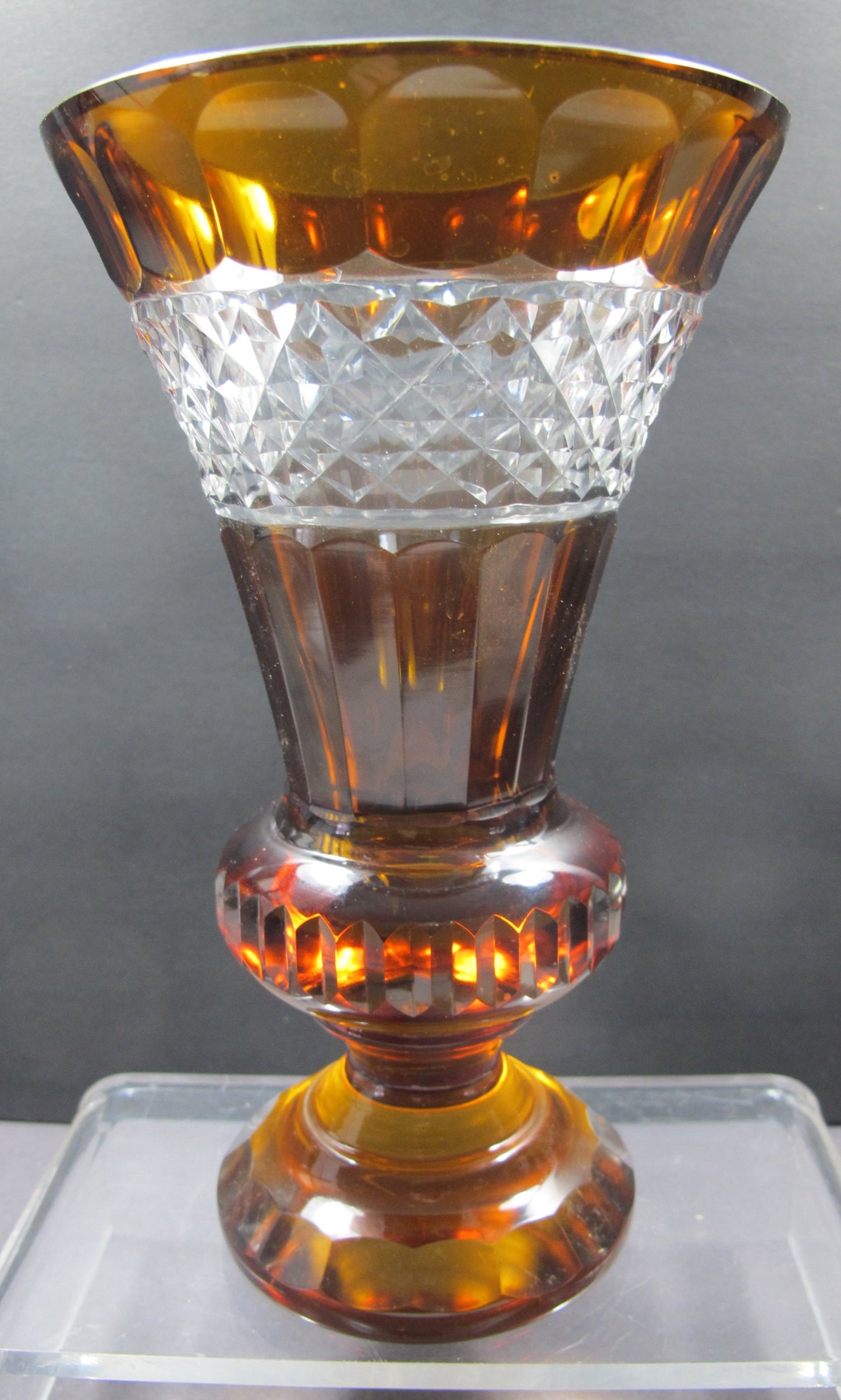 Cut glass vase AMBER dark