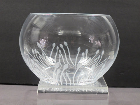 Hand cut glass bowl, Frosted cuts Can be customized