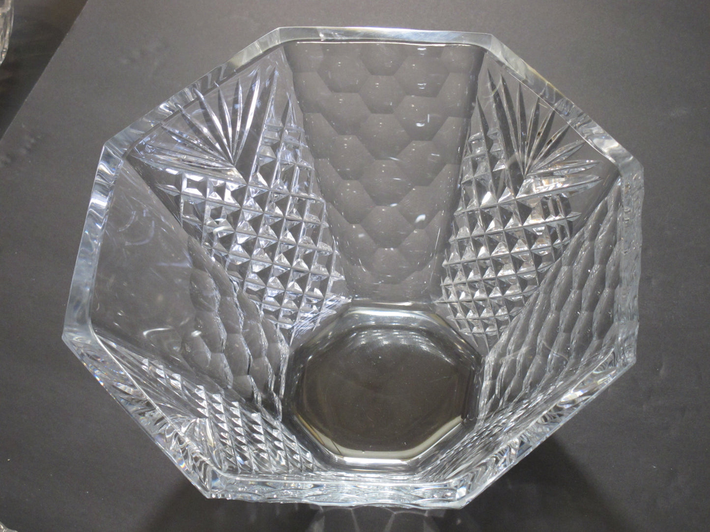 Hand cut and hand polished crystal bowl Octagonal