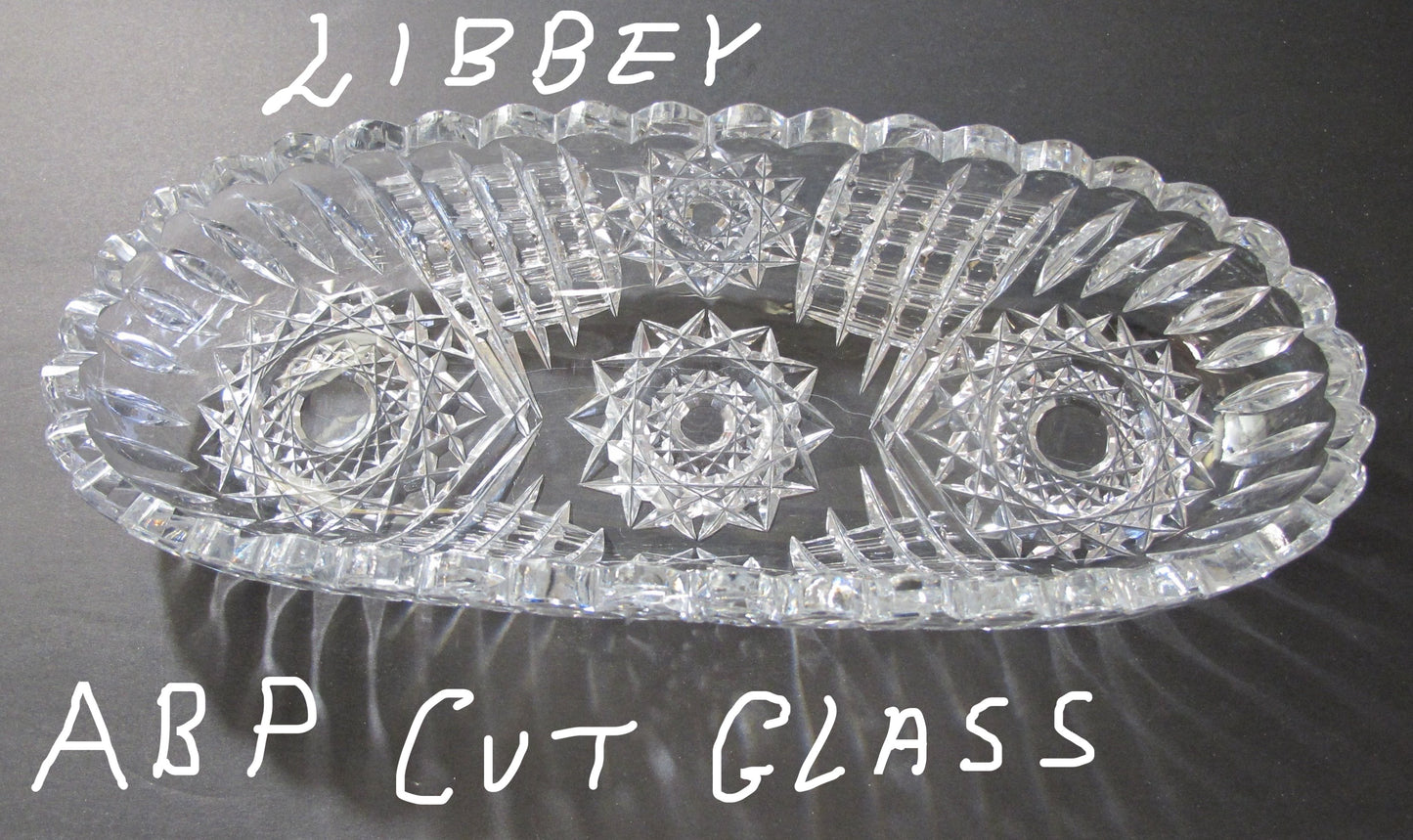 ABP Crystal Cut Glass celery signed Libbey
