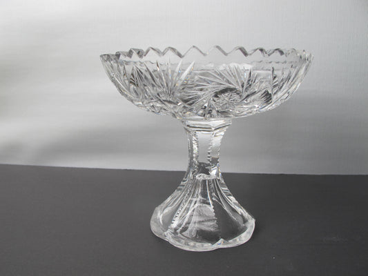 American Brilliant Period Cut Glass compote, divided Antique
