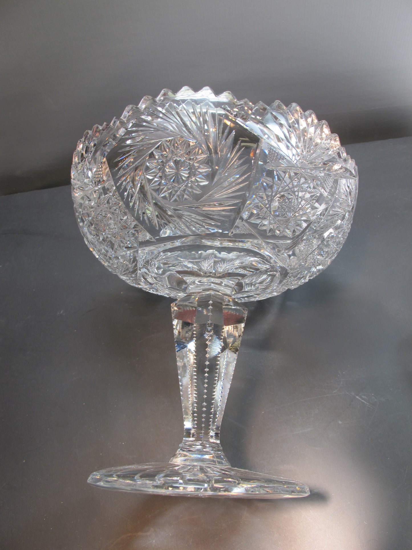 American Brilliant Period Cut Glass compote, Antique c41