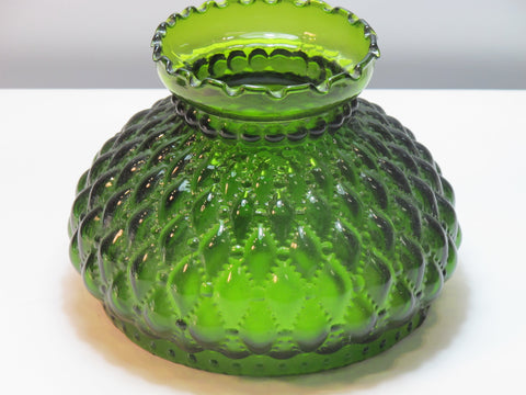 Glass lamp shade diamond quilt green 6.5", Made in USA ,