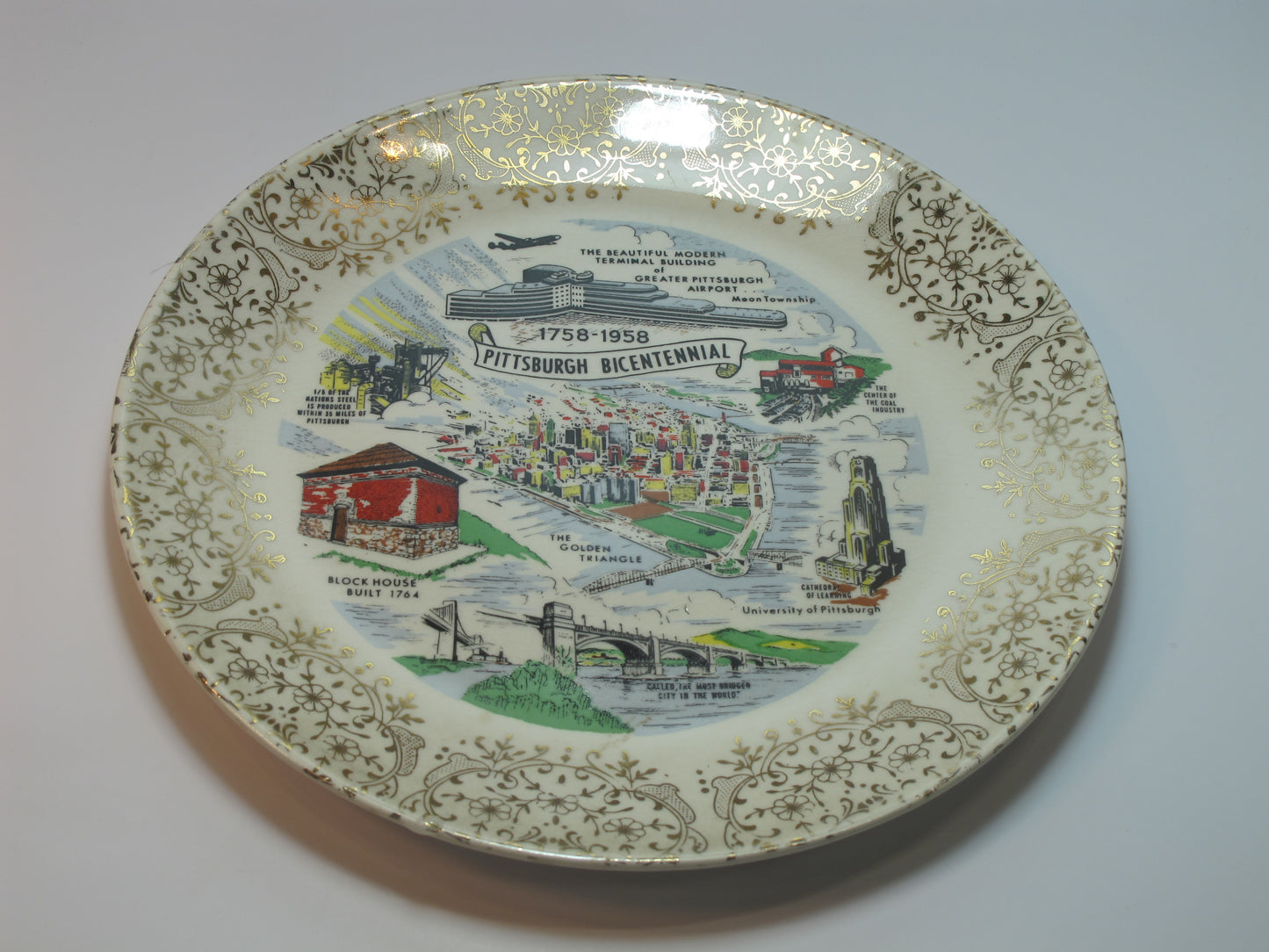 Pittsburgh Bicentennial  plate made in USA 22K
