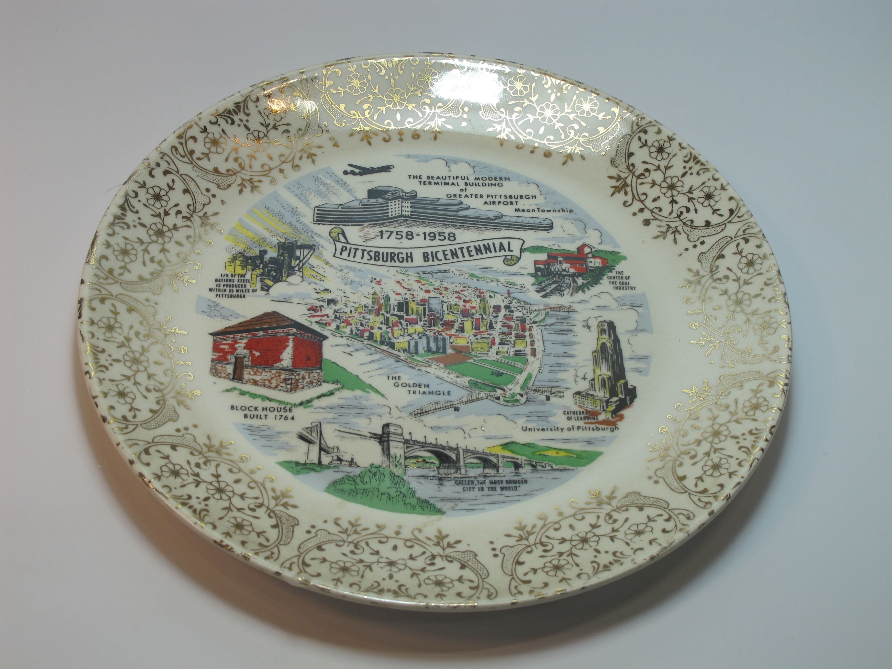 Pittsburgh Bicentennial plate made in USA 22K