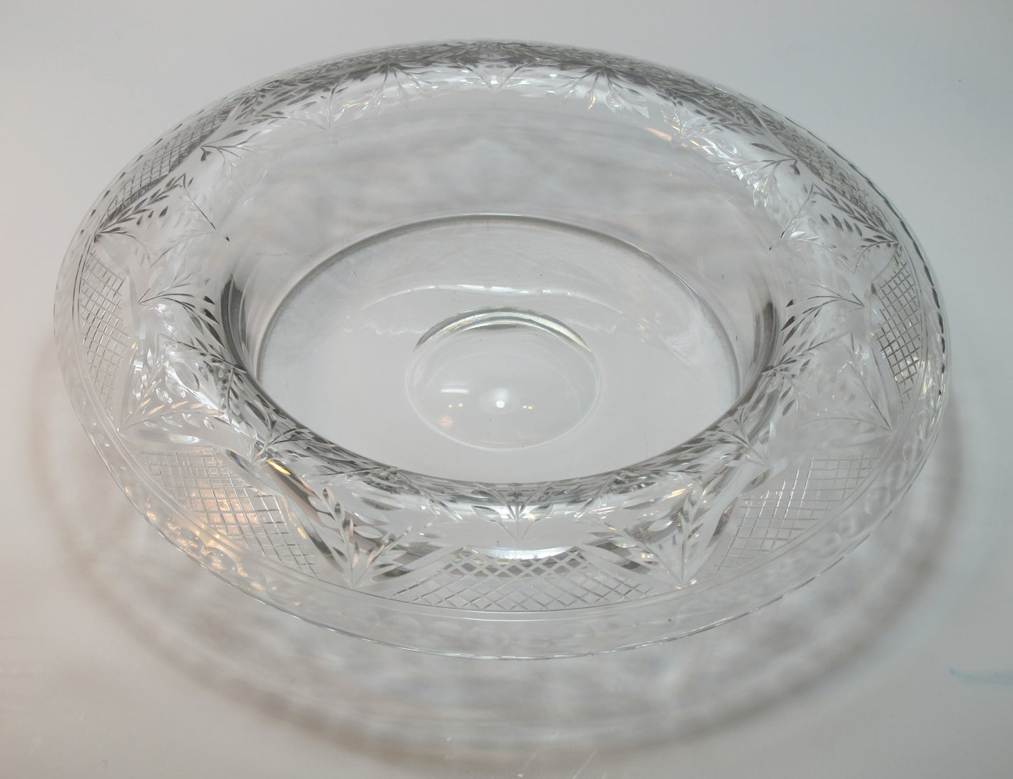 Hand Cut Glass roll out bowl Antique