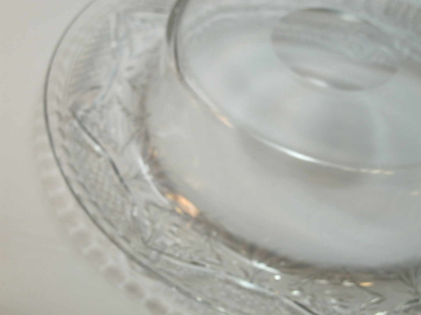 Hand Cut Glass roll out bowl Antique