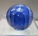 Art glass blue veiled paperweight, Lenox crystal
