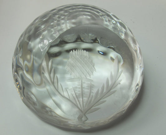 Thistle glass thistle paper weight crystal. Made in USA golf auction