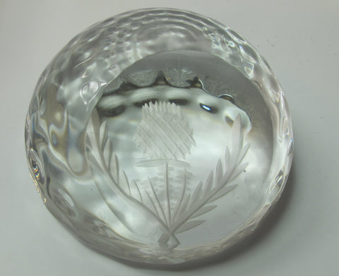 Thistle glass thistle paper weight crystal. Made in USA golf auction