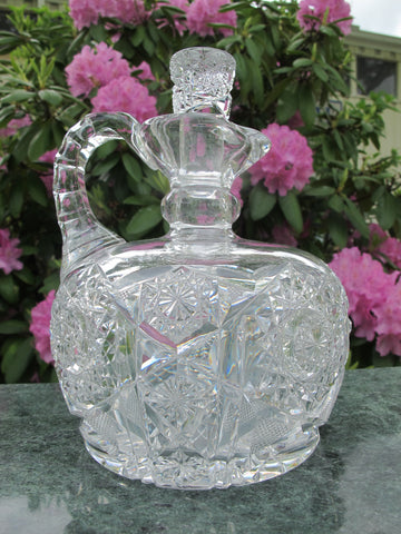 Signed Clark American Brilliant Period Cut Glass ABP Antique Decanter