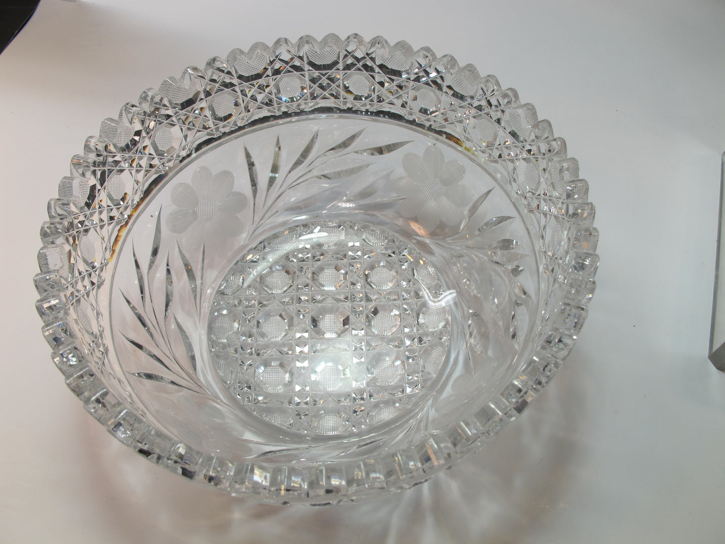 American Brilliant Period Cut Glass ABP Antique 8" bowl