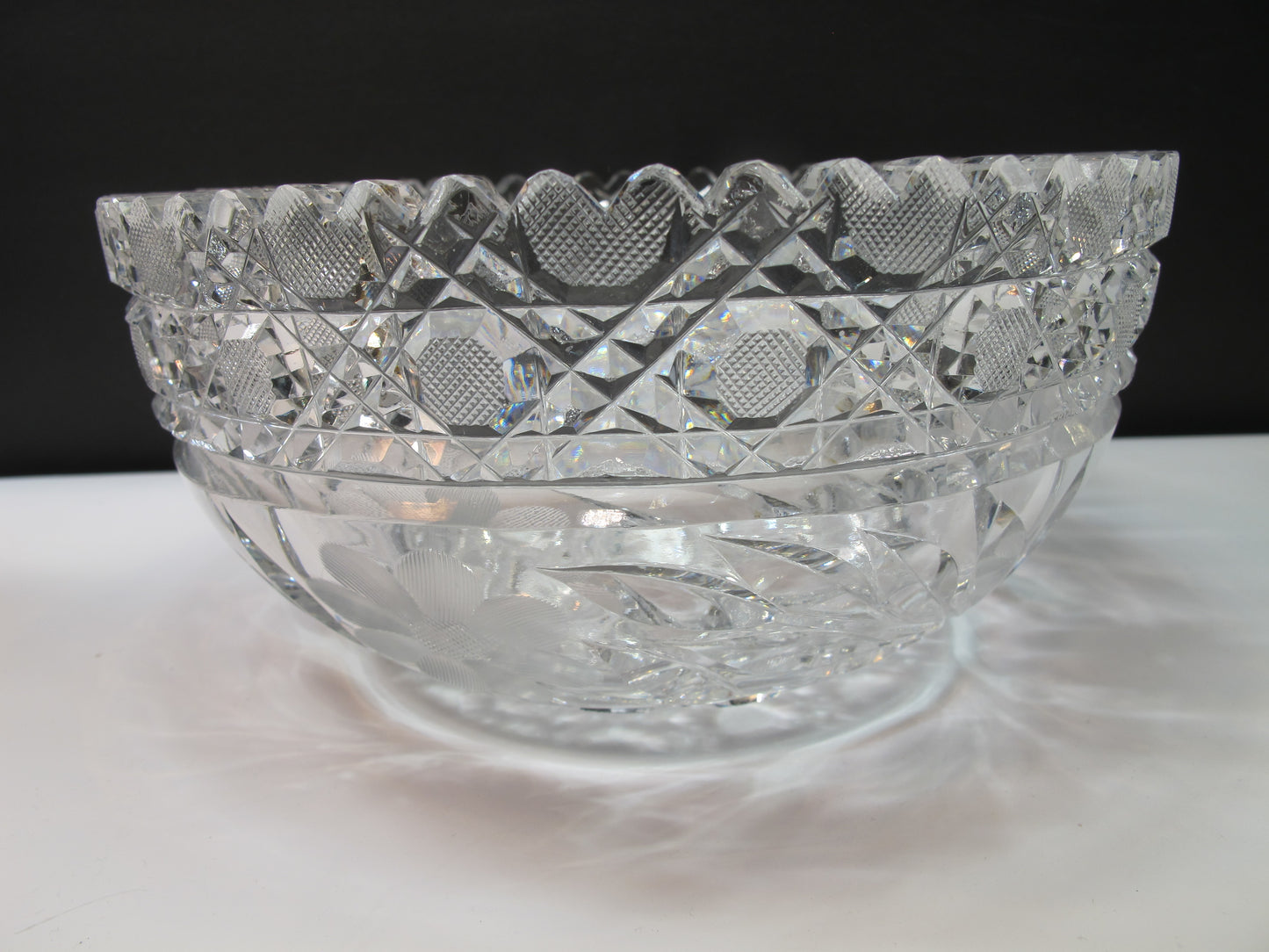 American Brilliant Period Cut Glass ABP Antique 8" bowl