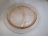 Pink Depression Glass 3 section dinner / lunch Plate vintage