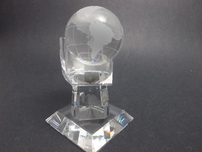 Crystal World Globe in Hand Award - O'Rourke crystal awards & gifts abp cut glass