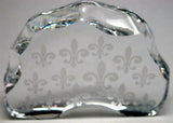 Cut Glass  fleur de lis pattern paperweight, 24% lead crystal - O'Rourke crystal awards & gifts abp cut glass