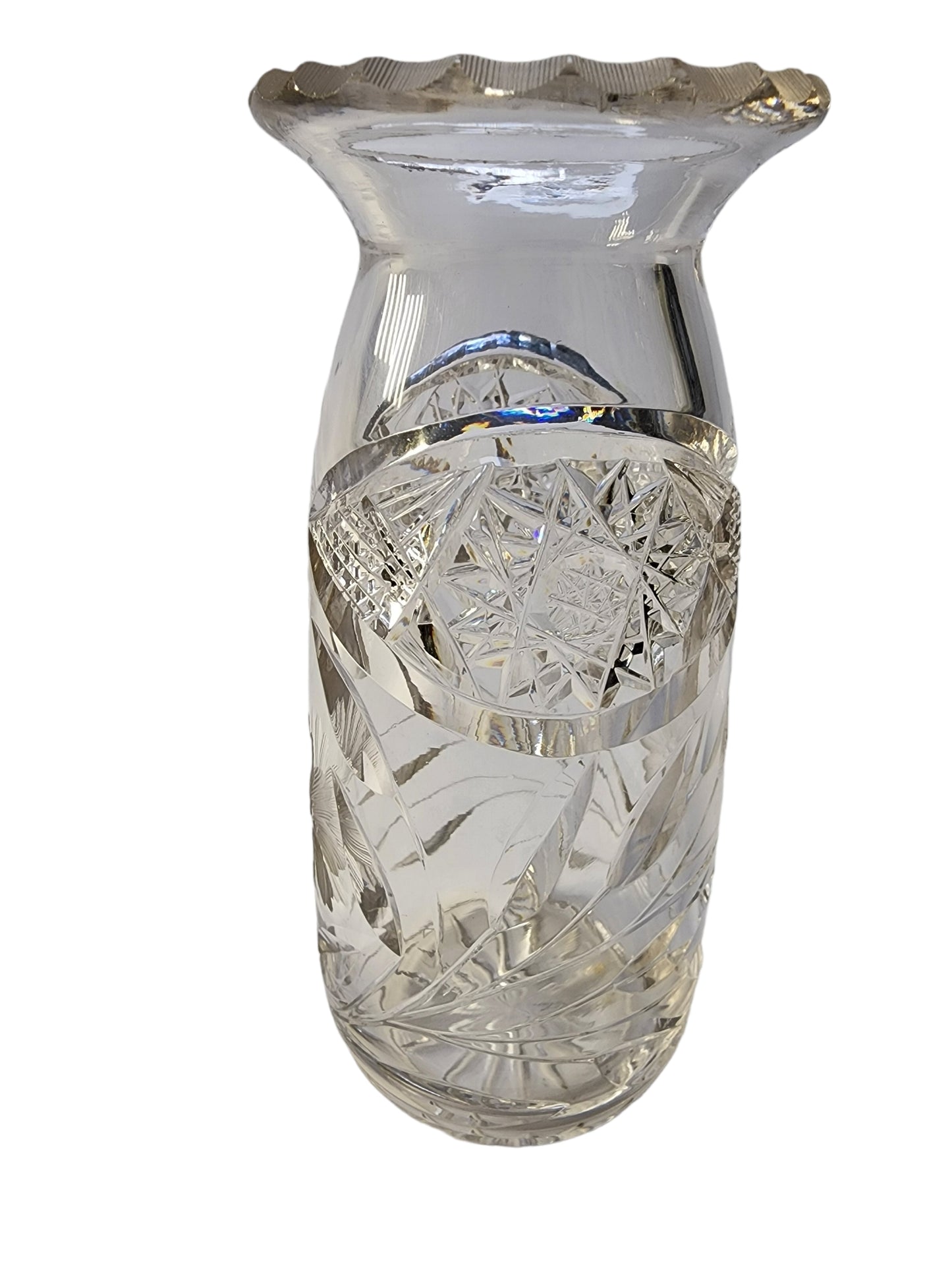 American Brilliant Period Cut Glass vase floral