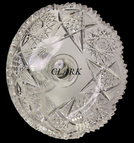 Signed Clark American Brilliant Period Cut Glass ABP Antique  compote