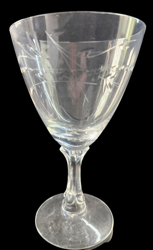 Signed Fostoria goblet glass Nosegay pattern Hand cut Crystal