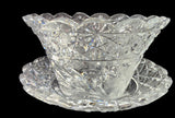 Antique Hand Cut glass Mayonnaise bowl and under plate