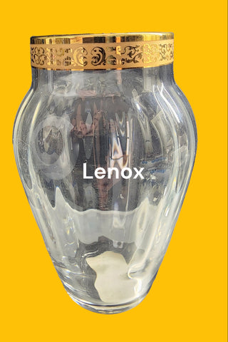 Cut Glass Autumn vase Lenox USA crystal Signed