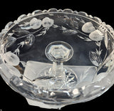 Signed Hawkes gravic fruit compote hand Cut Glass