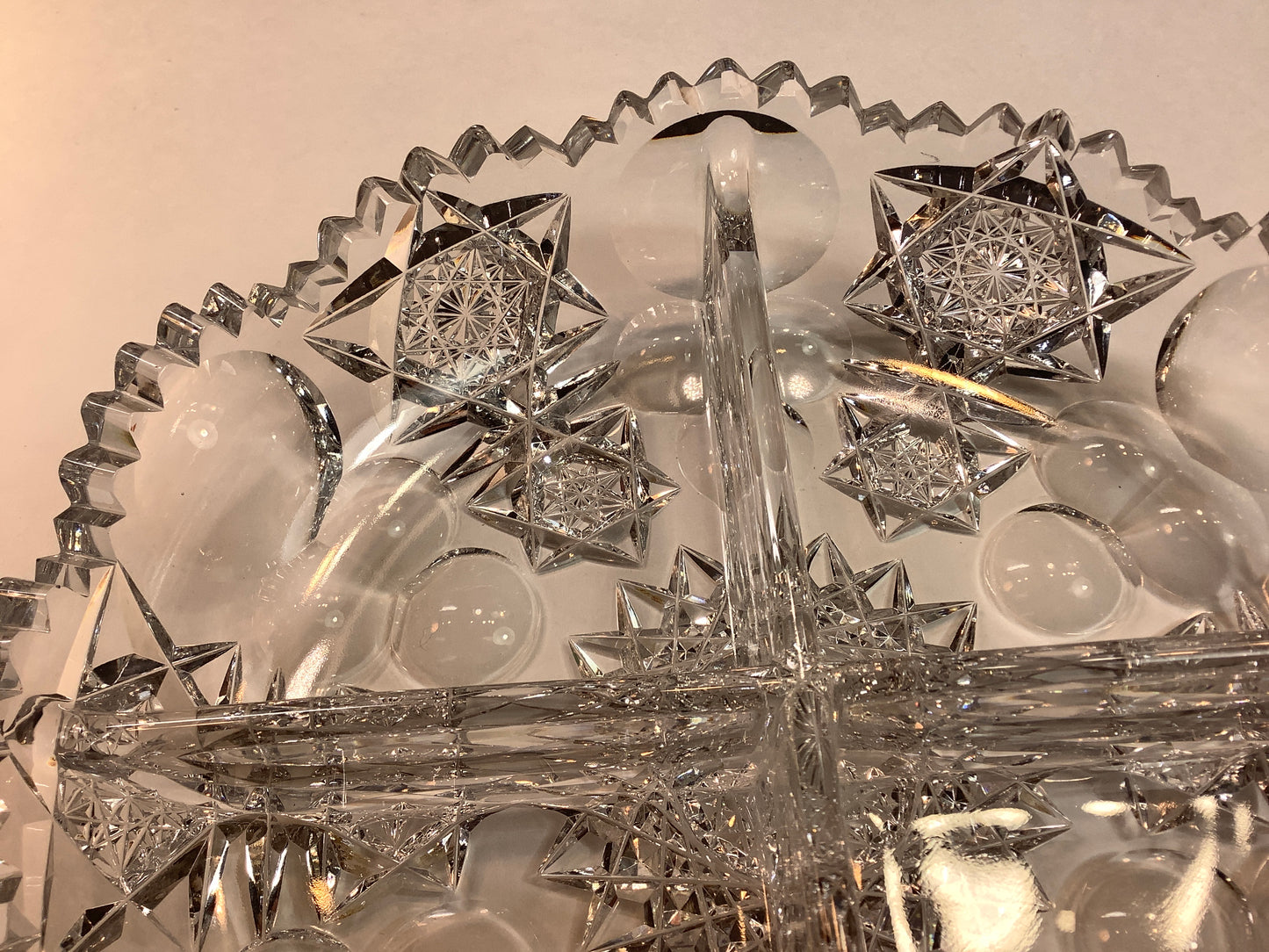 ABP cut glass 4 section dish antique crystal