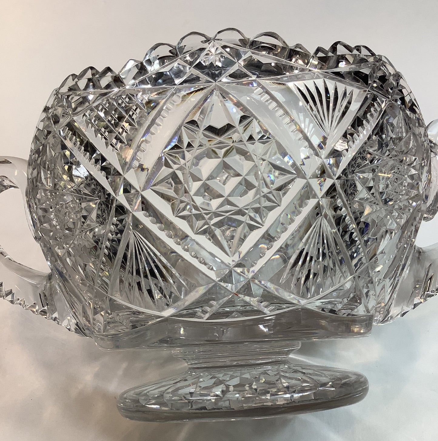 ABP cut glass ice tub Antique crystal 2 handles